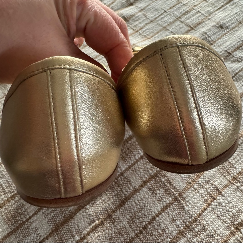 Prada Gold Leather D'Orsay Flats with Bow - Picture 5 of 10